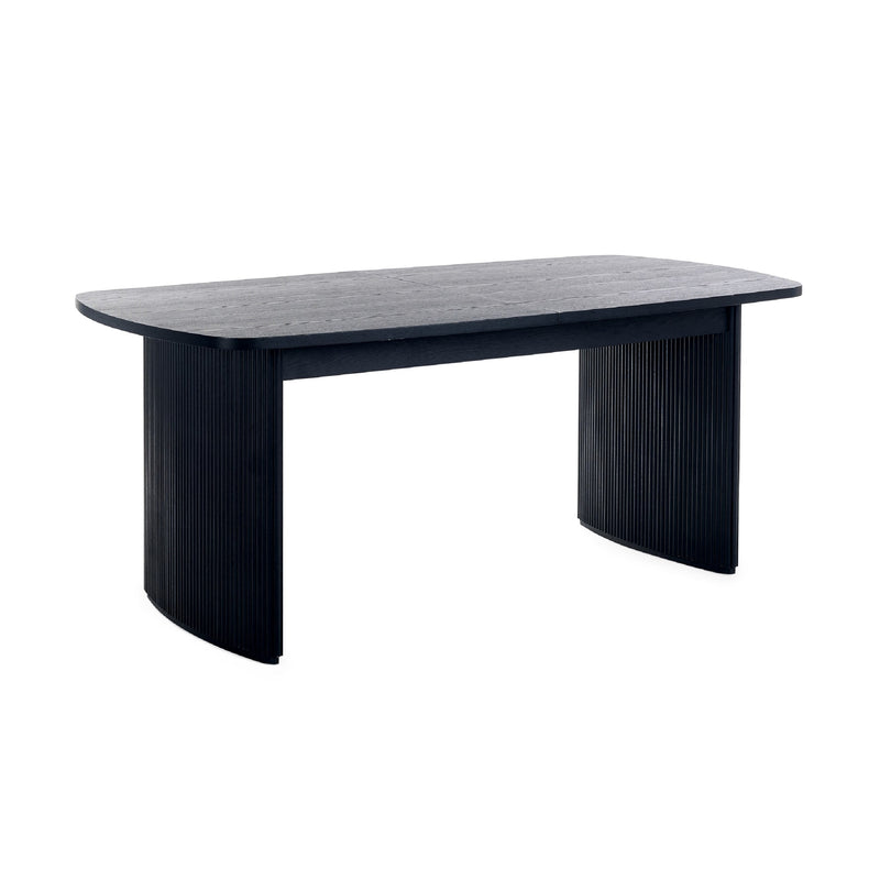 Black rectangular table on a white background