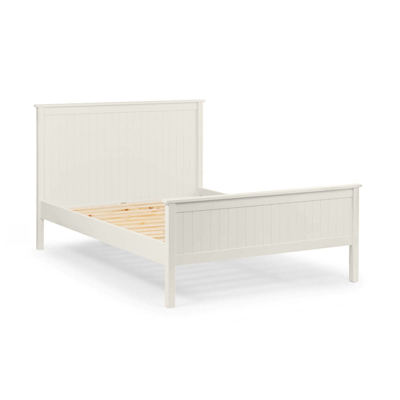 White wooden bed frame on a white background