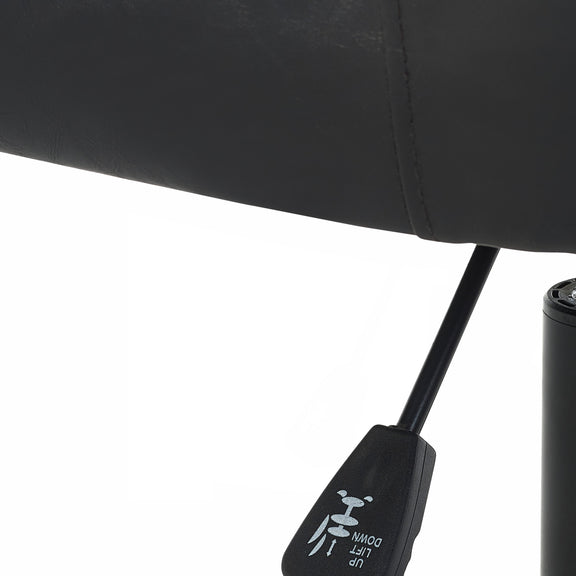 Close-up of a black umbrella handle with brand logo on a white background