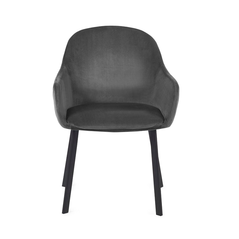 Dark gray armchair with black legs on a white background
