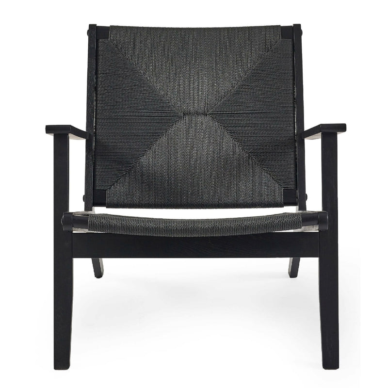 Black chair with geometric pattern on a white background