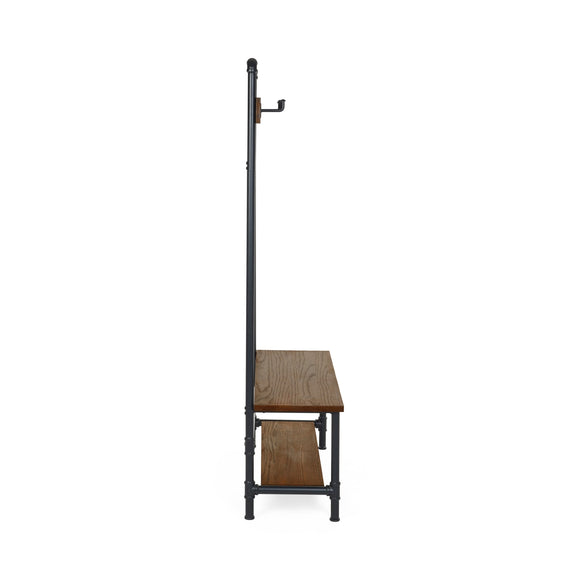 Hanger with wooden platform on a white background