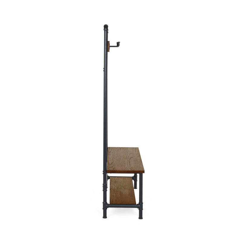 Hanger with wooden platform on a white background