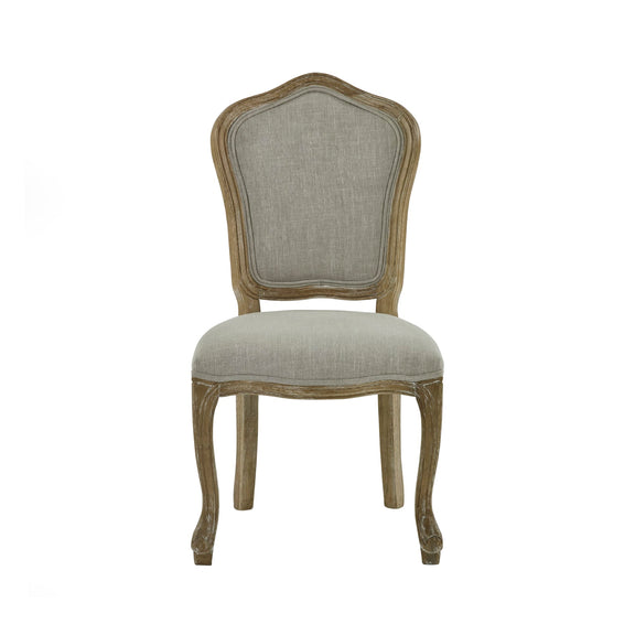 Chair with gray upholstered back and seat on a white background