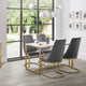 Dining room with a table and chairs near a large window