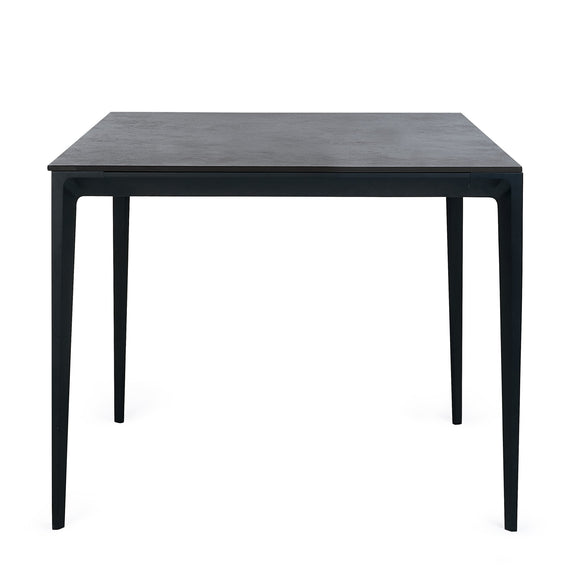 Black square table on a white background