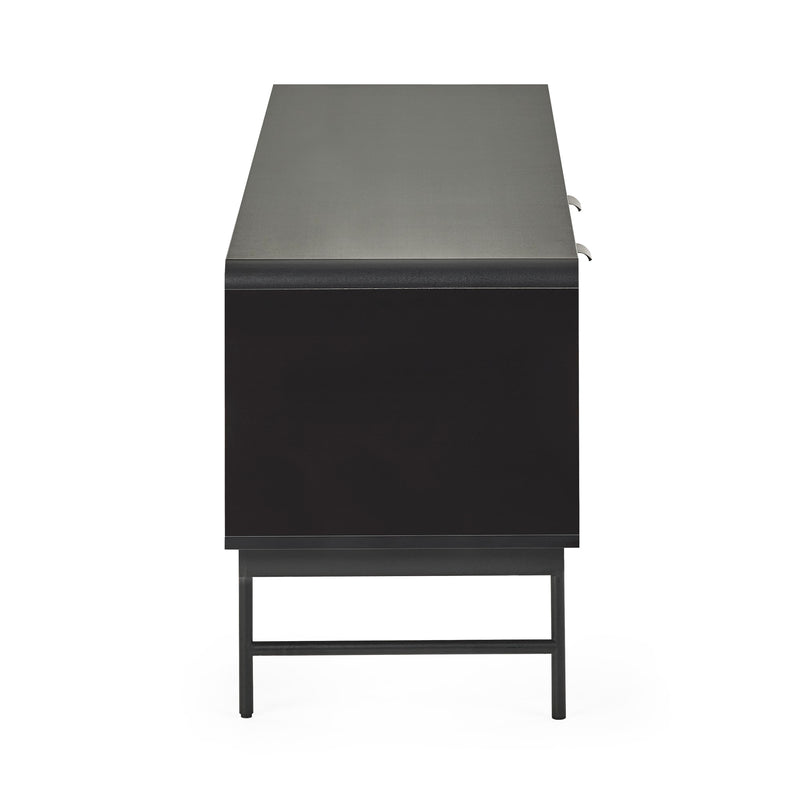 Dark gray side table on a white background
