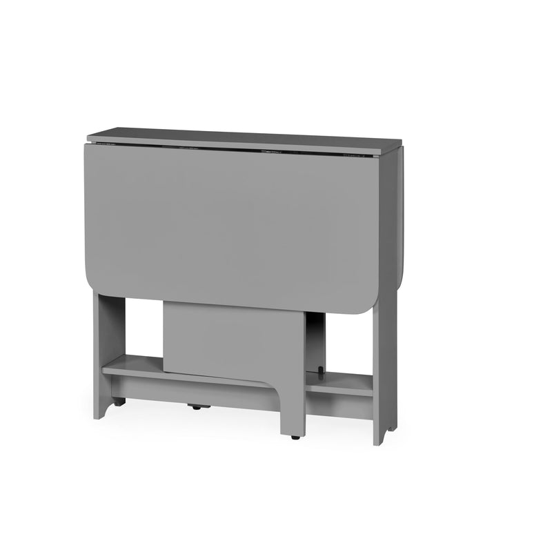 Gray drop-leaf table on a white background