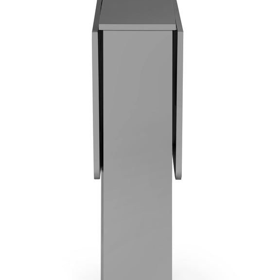 Silver metallic object on a white background