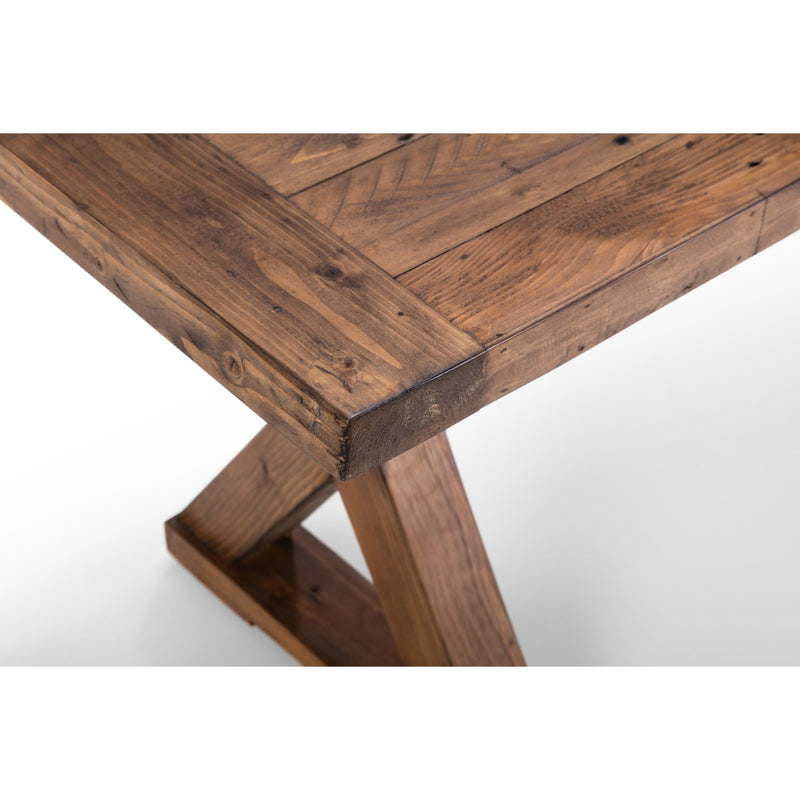 Wooden table with a rustic design on a white background