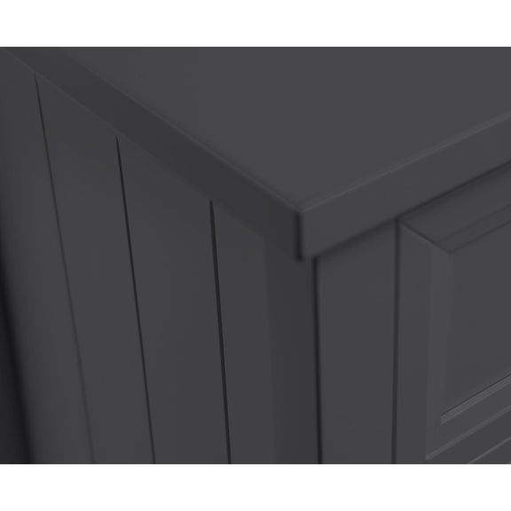 Dark gray cabinet with a geometric pattern on a white background