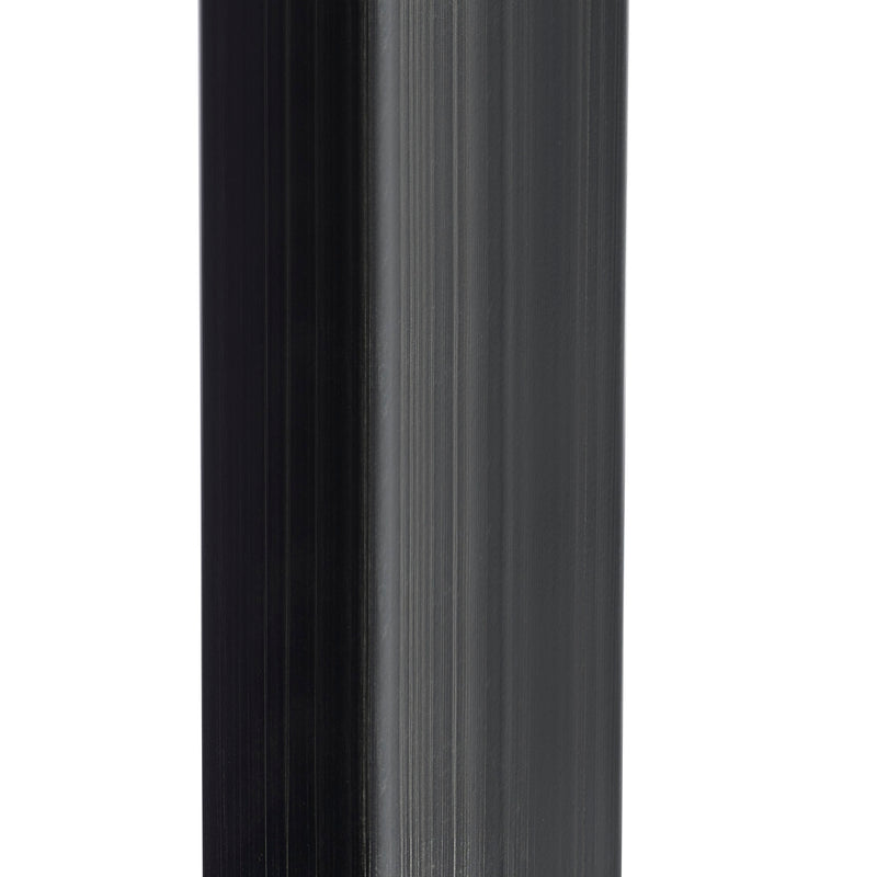 Black cylindrical object with a reflective surface on a white background