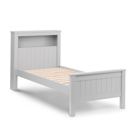White wooden bed frame on a white background