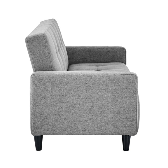 Gray upholstered chair on a white background