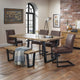 Dining room with wooden table and chairs in a home setting