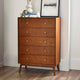 Wooden dresser with four drawers in a room setting.