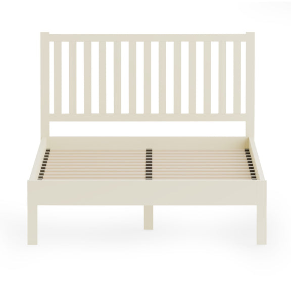 White wooden bed frame on a white background