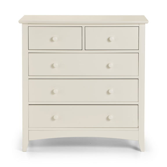 White dresser with multiple drawers on a white background