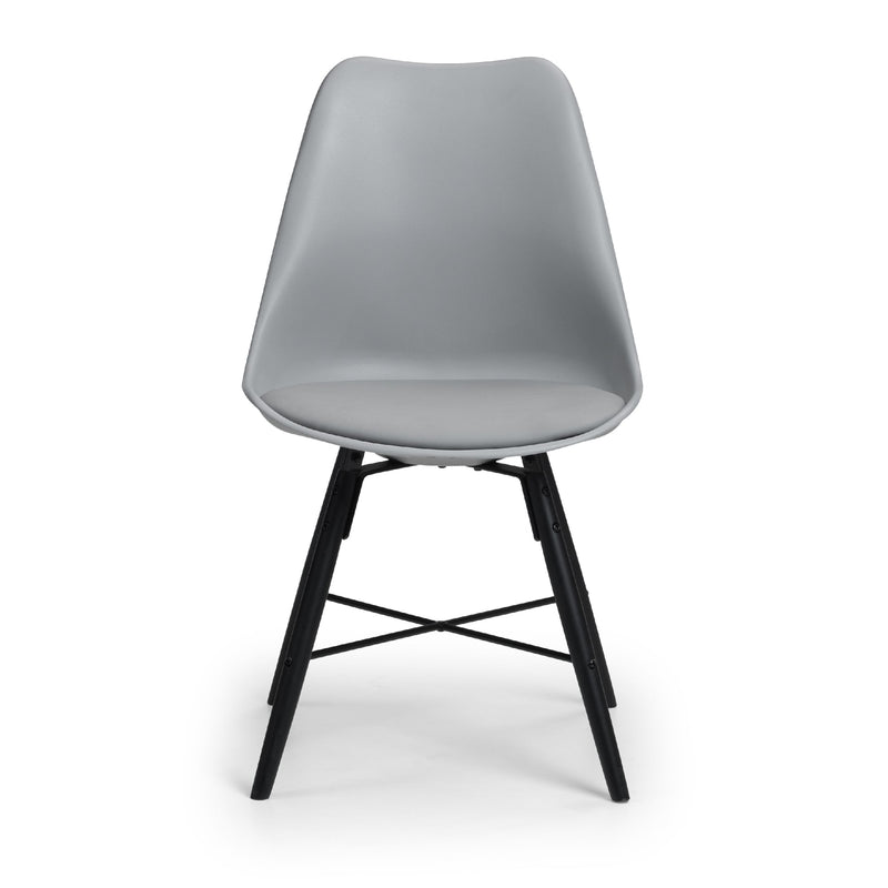 Gray chair with black legs on a white background