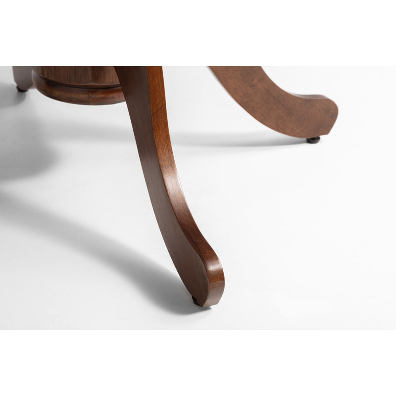 Close-up of a wooden chair leg on a white background