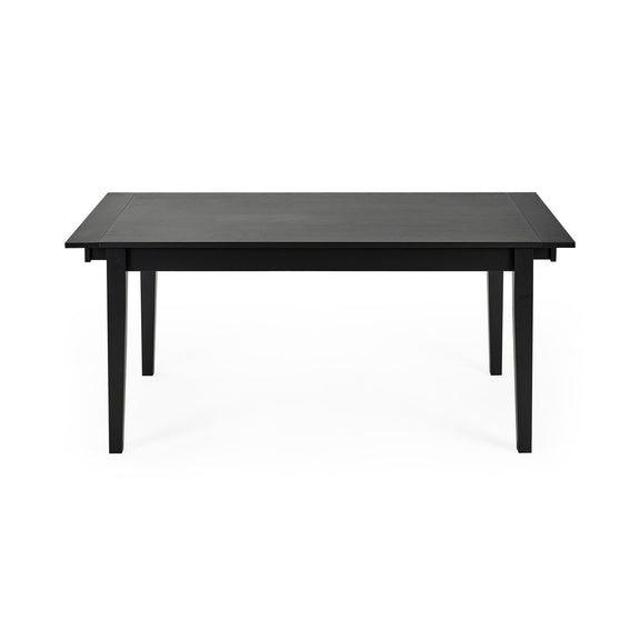 Black rectangular table on a white background