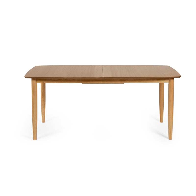Wooden dining table on a white background