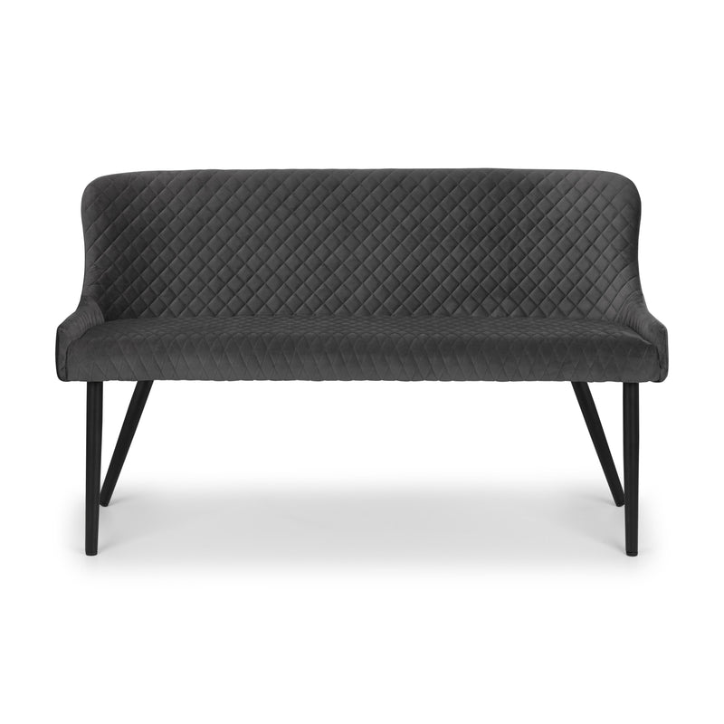 Black quilted bench on a white background