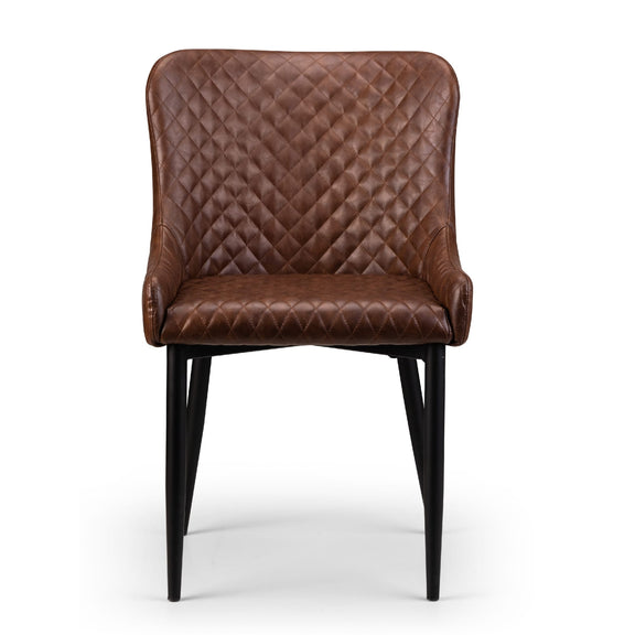 Brown quilted chair on a white background