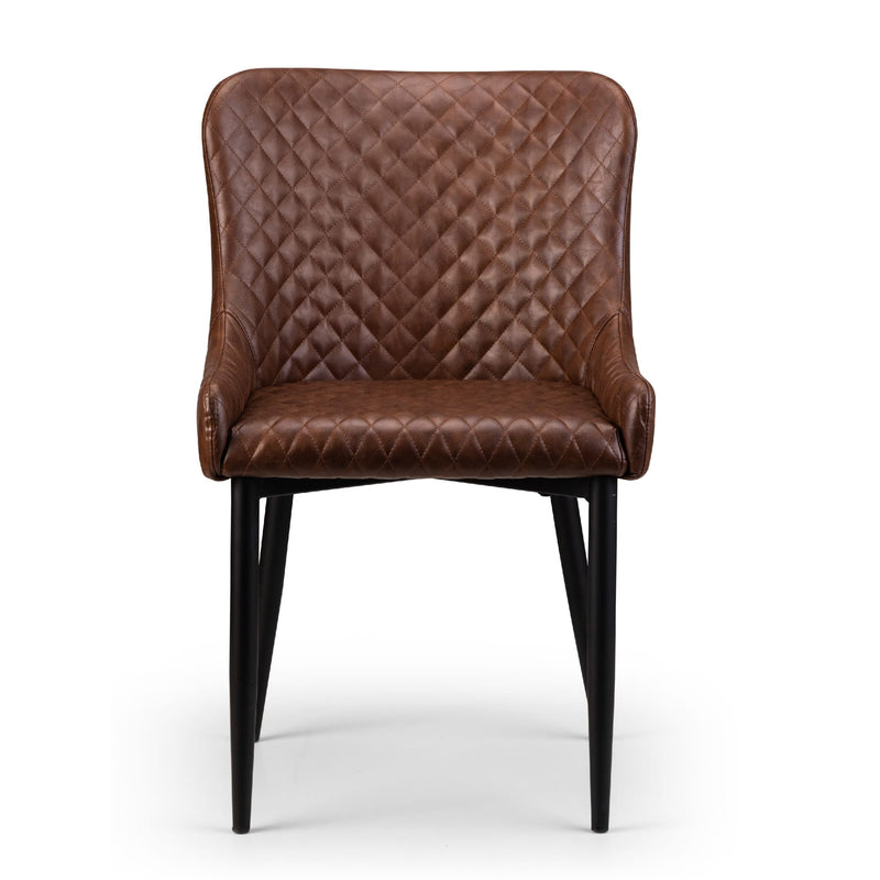 Brown quilted chair on a white background