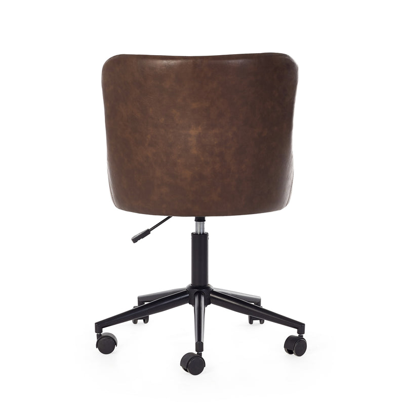 Brown office chair with black wheels on a white background