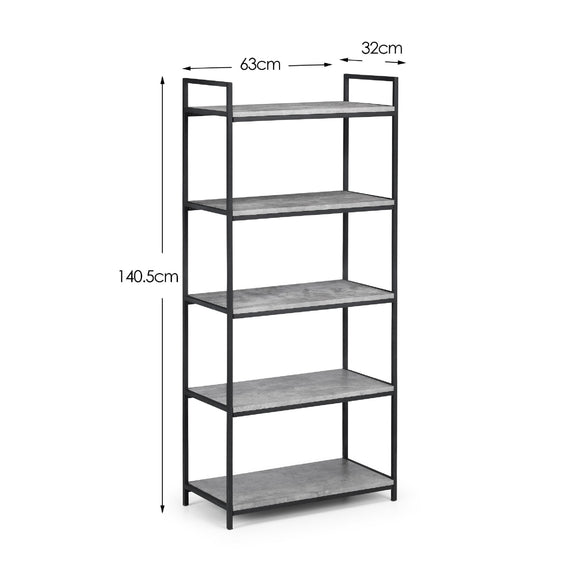 Shelving unit with dimensions labeled on a white background