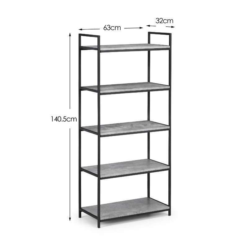 Shelving unit with dimensions labeled on a white background