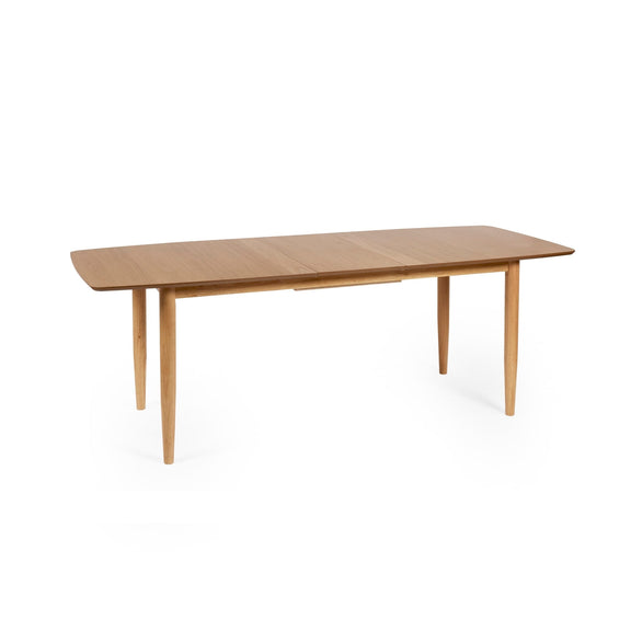 Wooden dining table on a white background