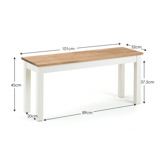Dining table with dimensions labeled on a white background