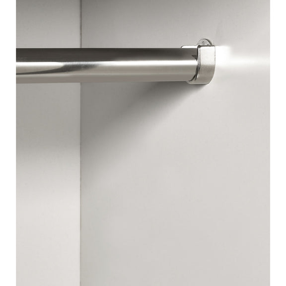 Metal curtain rod with bracket on a white background