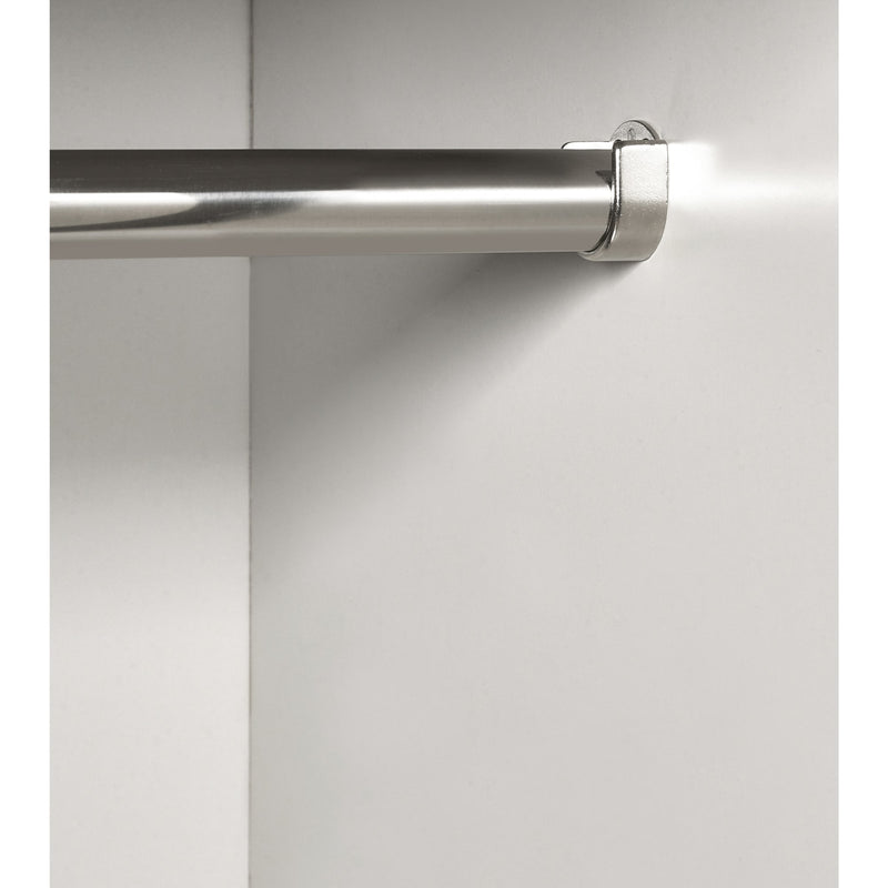 Metal curtain rod with bracket on a white background