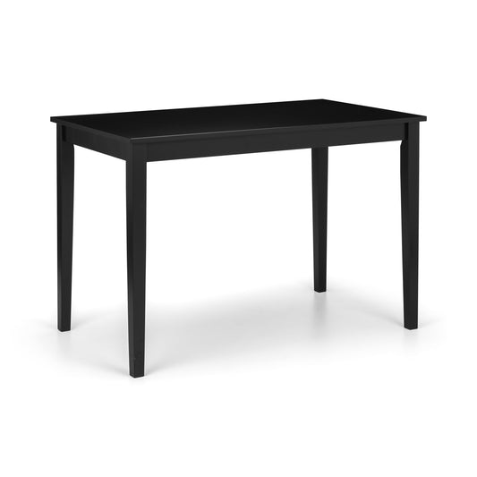 Black rectangular table on a white background