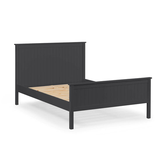 Black wooden bed frame on a white background