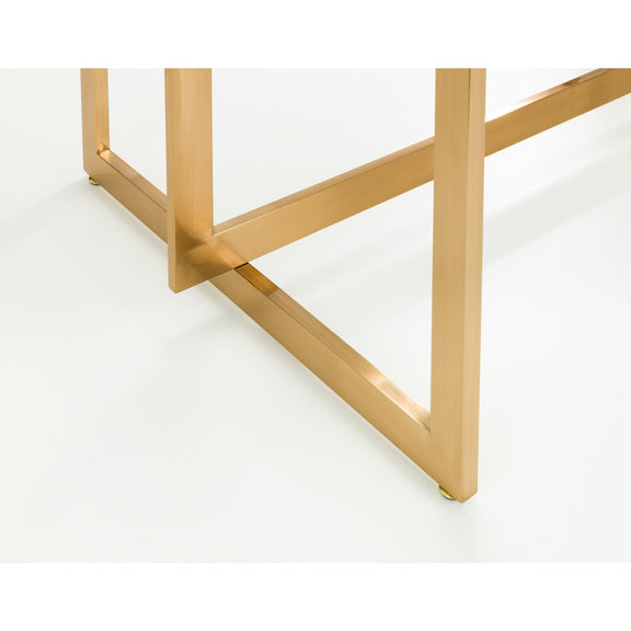 Gold metal table legs on a white background