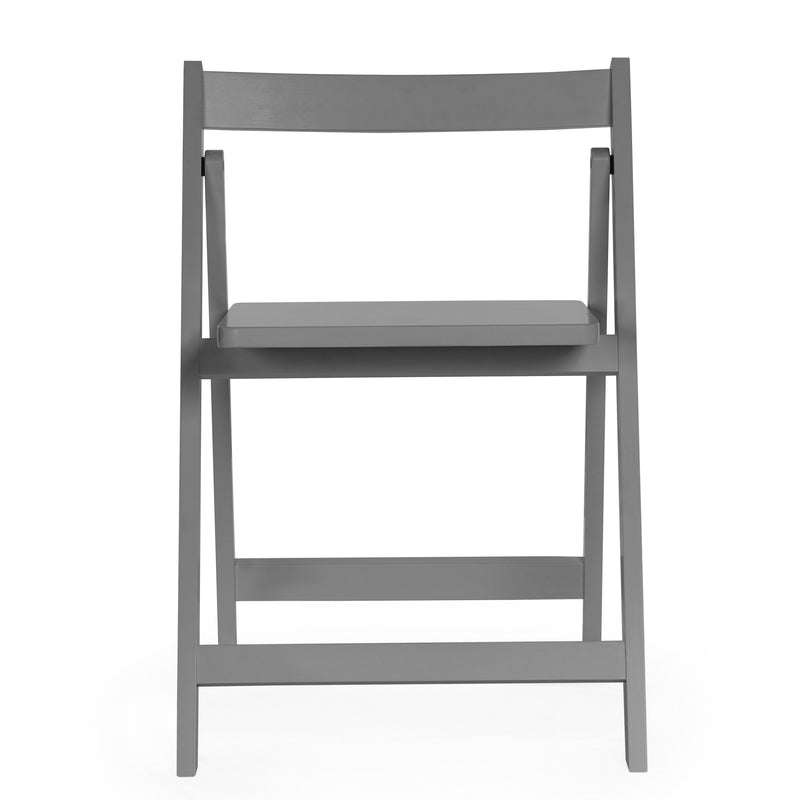 Gray folding chair on a white background