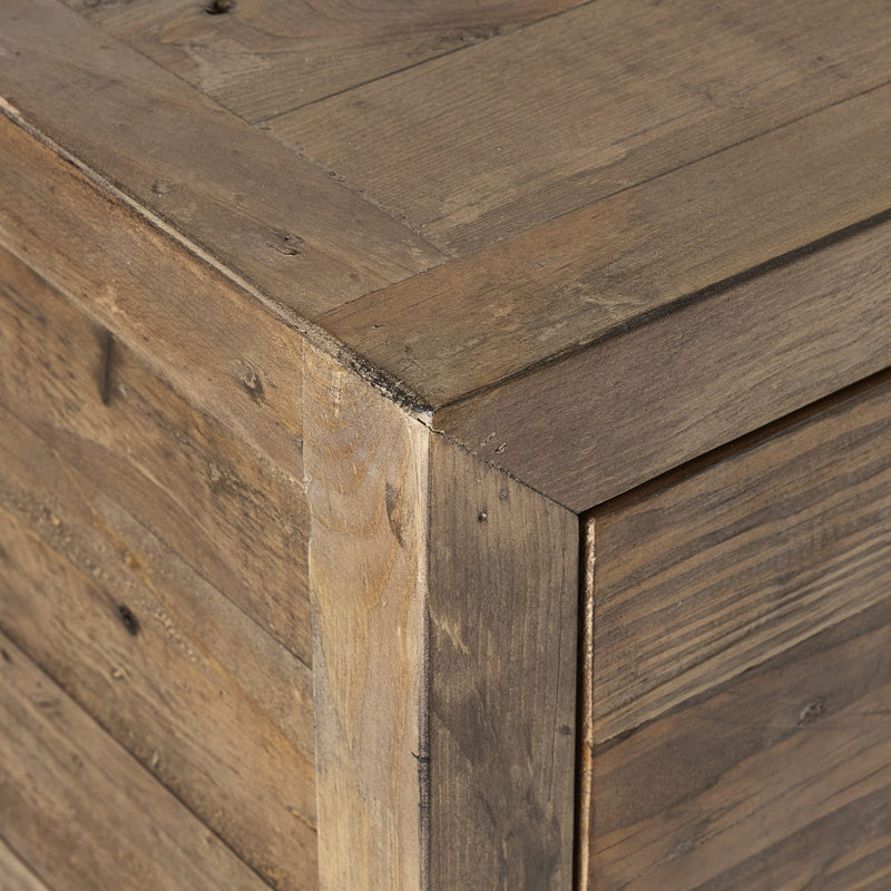 Close-up of a wooden surface with a rustic finish