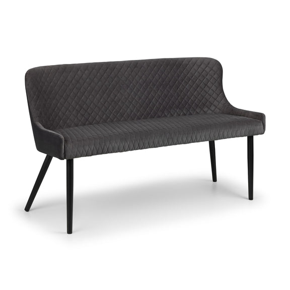 Black quilted sofa on a white background