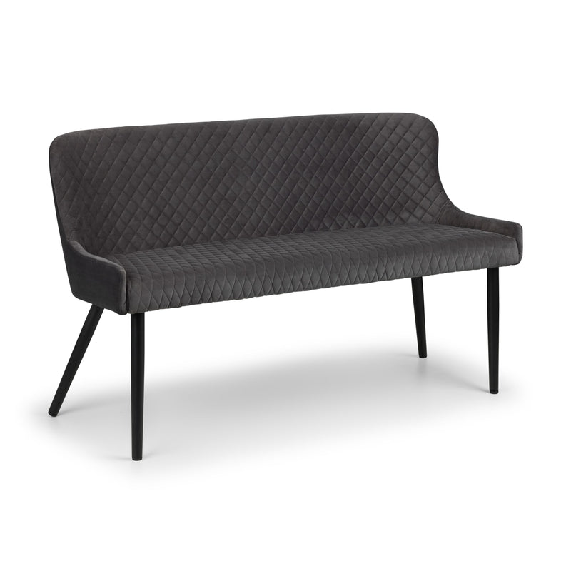 Black quilted sofa on a white background