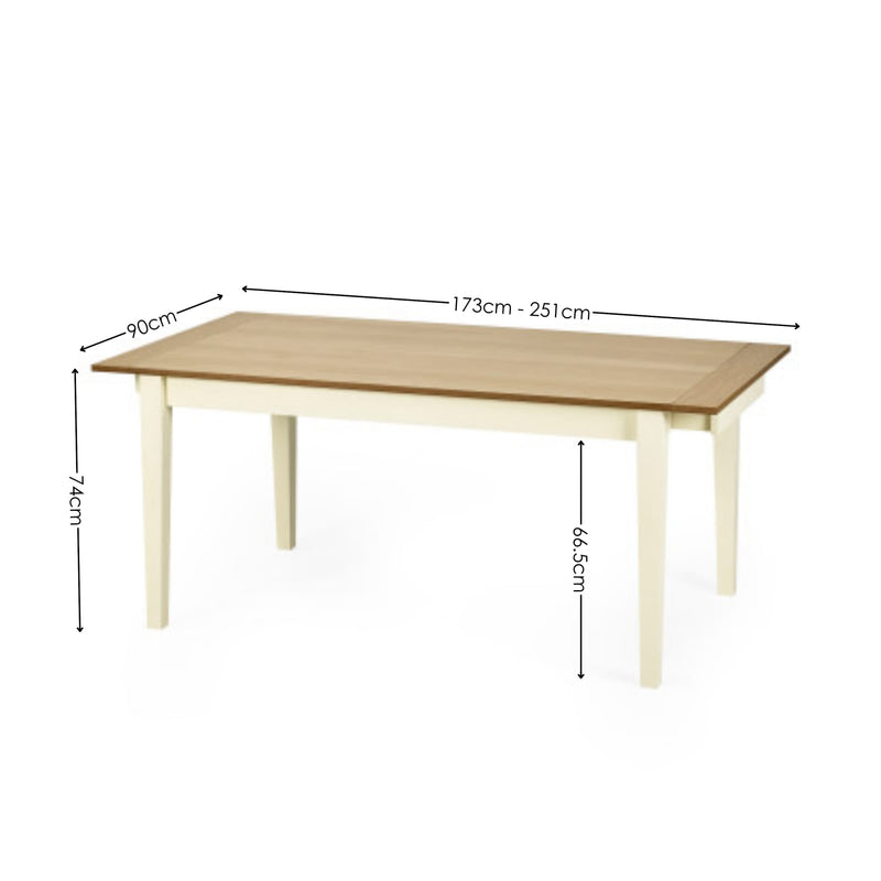 Wooden table with dimensions labeled on a white background
