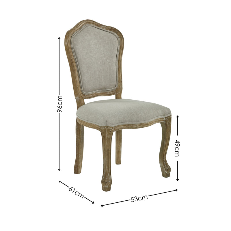 Chair with dimensions marked on a white background