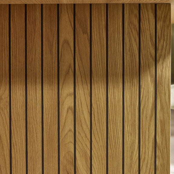Close-up of wooden panel with vertical slats