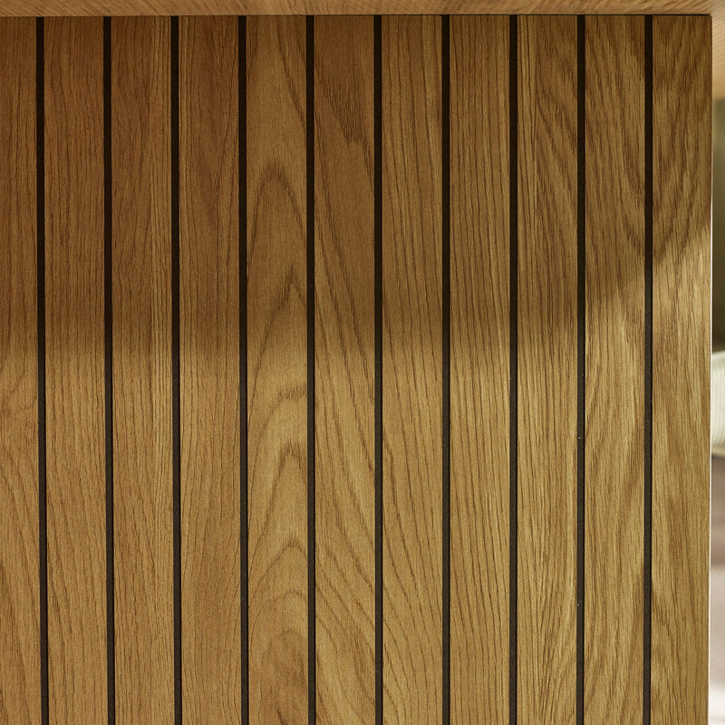Close-up of wooden panel with vertical slats