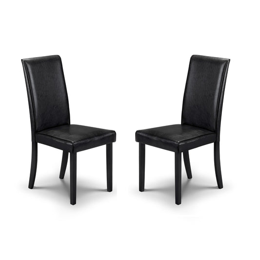 Two black chairs on a white background