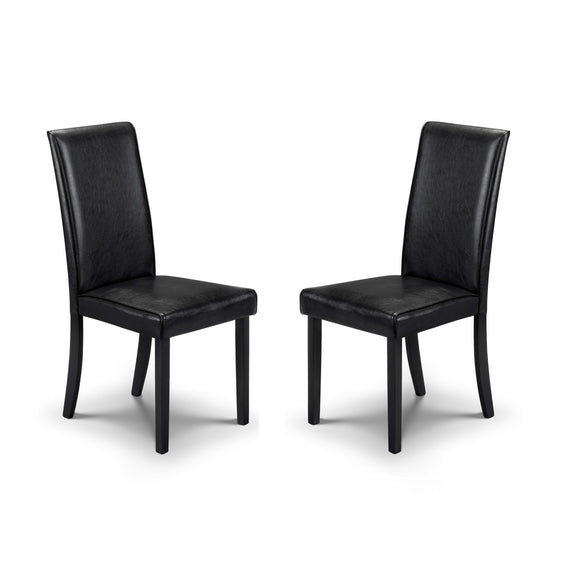 Two black chairs on a white background
