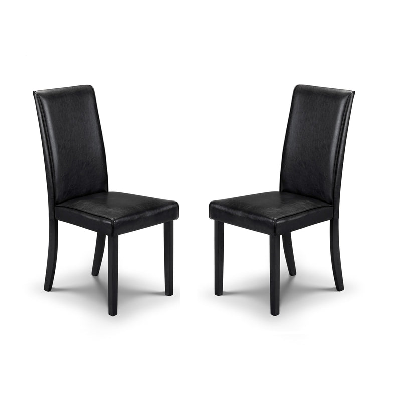 Two black chairs on a white background